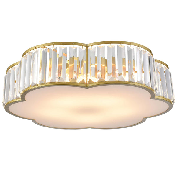5-Light Modern Crystal Ceiling Light Fixture Gold Flush Mount